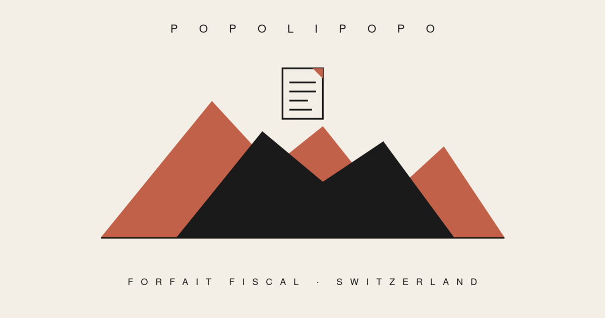 Stylised Swiss Alpine silhouette with a document icon, evoking the Swiss Forfait Fiscal regime for foreign-resident athletes.